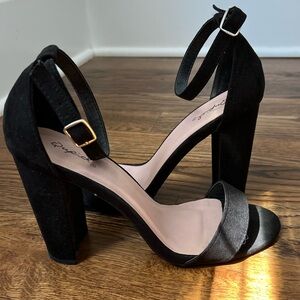 4” black faux suede heels size 8
